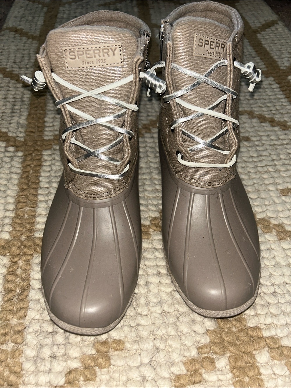 Sperry Taupe/Beige Rubber Duck Boots, Size 10 - Picture 2 of 6